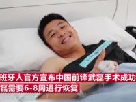 武磊手术成功：对左侧肩锁骨进行了复位以及韧带修复