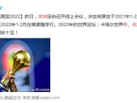 非洲杯延期至2022年1-2月 2022世界足坛有4大赛事 