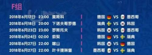 2018俄罗斯世界杯赛程时间表一览(北京时间)